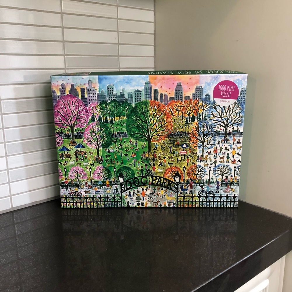 Galison Dog Park in Four Seasons 1000 piece puzzle